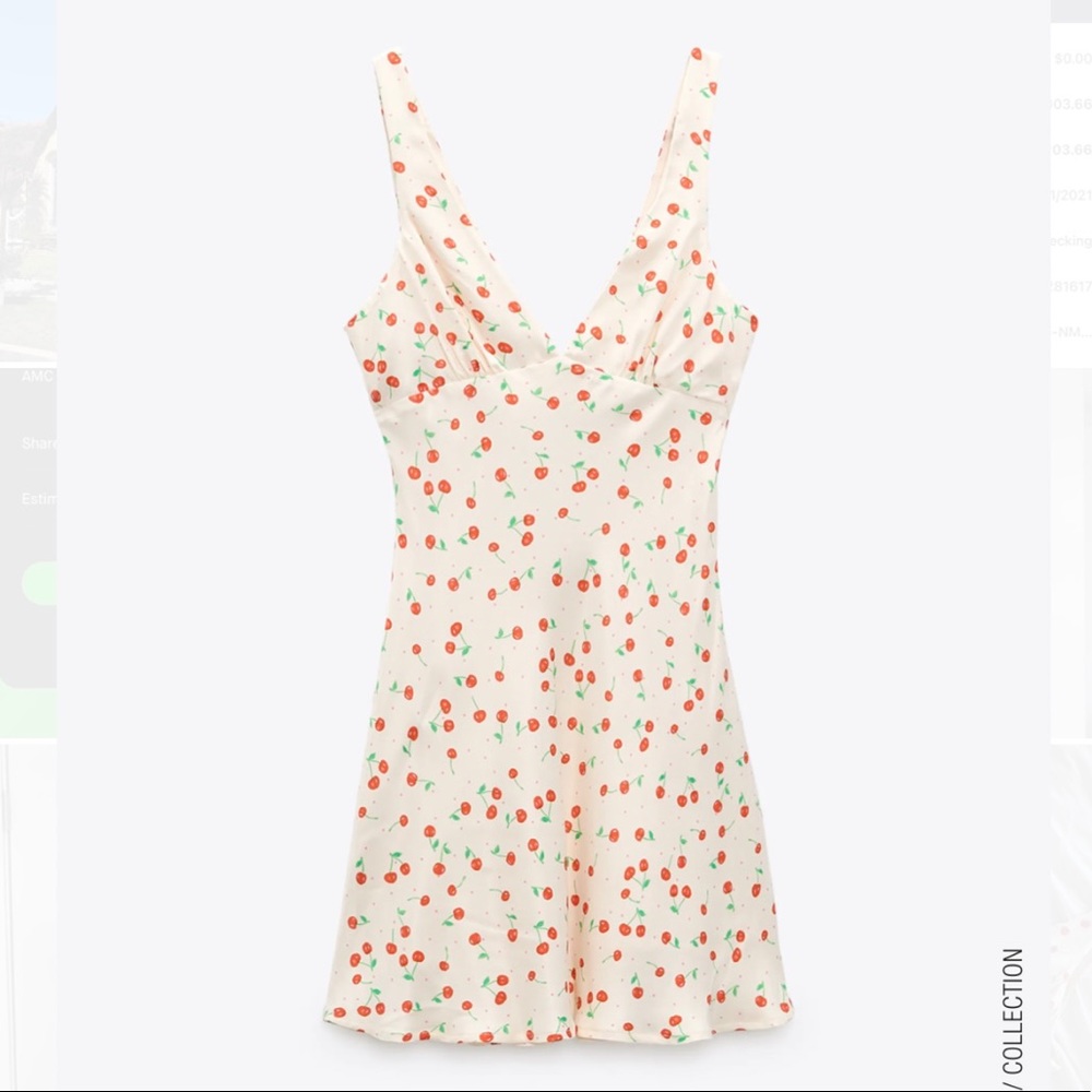 Zara cherry print satin mini dress